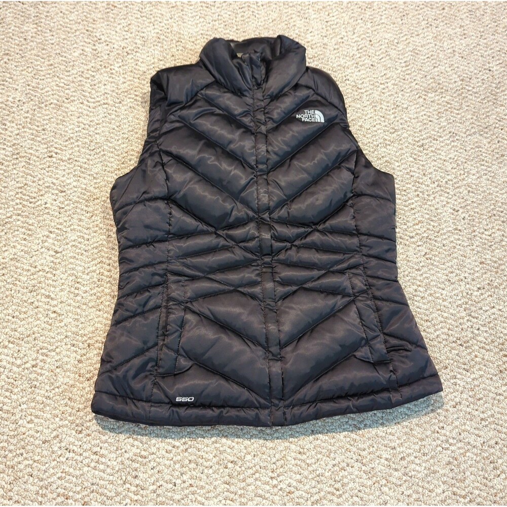 The North Face 550 Down Puffer Vest Womens Small Black Outdoor Gorpcore - Picture 1 of 9
